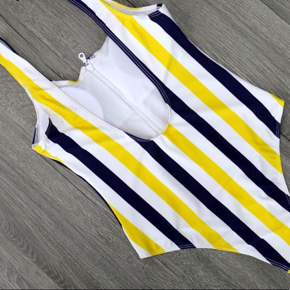 LAST ONE • Stripe Zipper One Piece Monokini - Picture 3 of 3